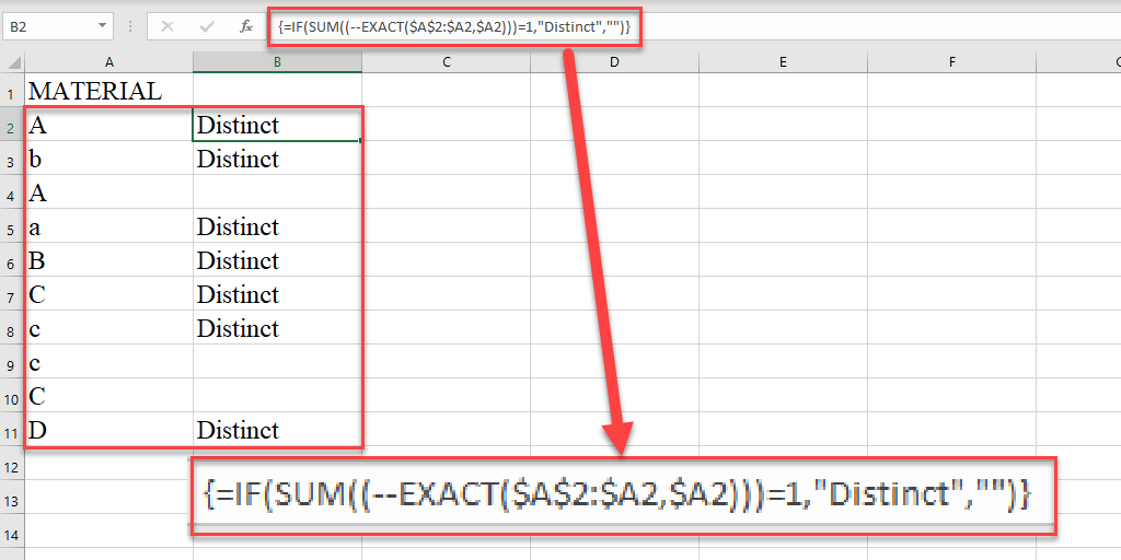 Count Distinct values with case sensitive
